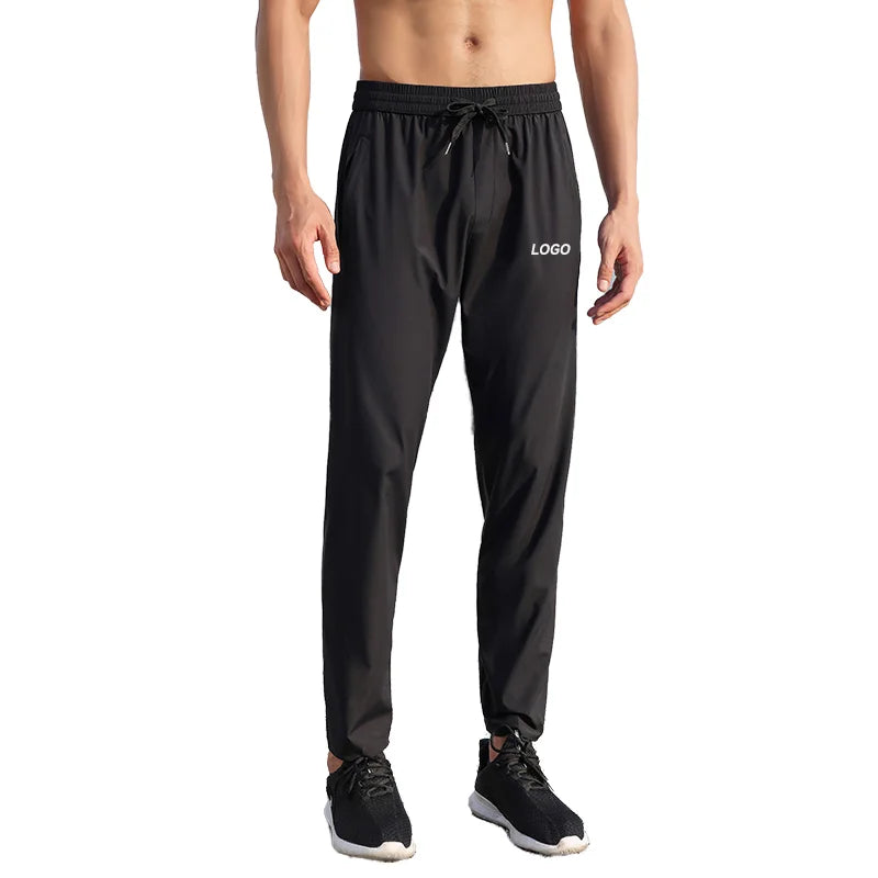 Outdoor Men's Fast-Drying Breathable Ice Silk Trousers Mid-Waist Mid-Rise Loose Slacks Thin Jogging Sweatpants Nylon Polyester