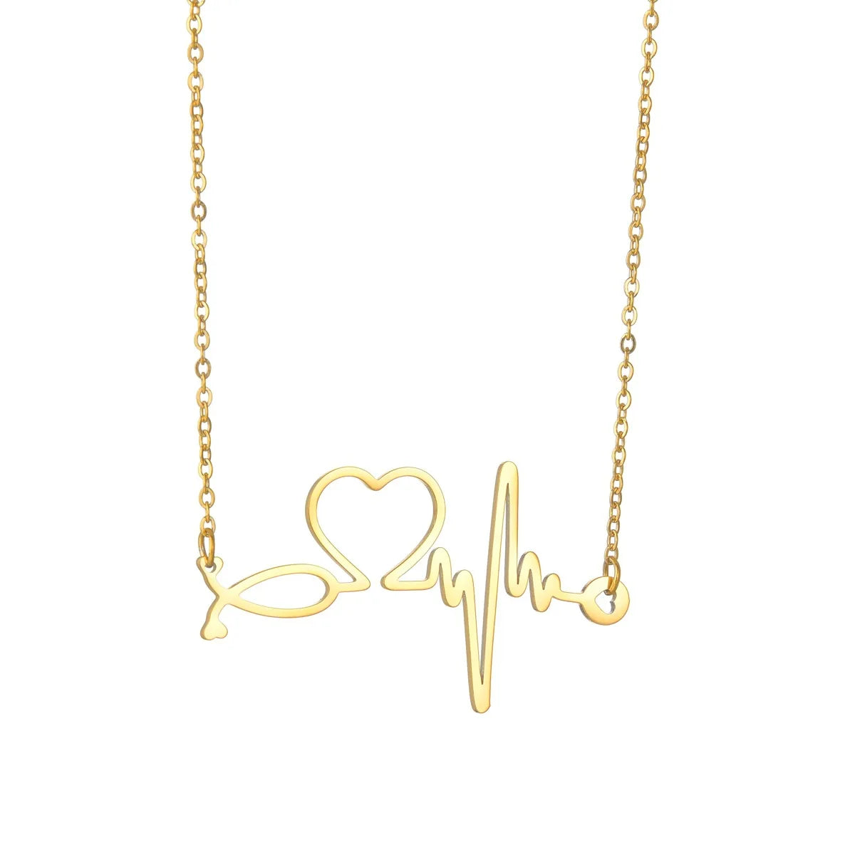 GT Acero Inoxidable Jewellery Nurse Doctor Stethoscope Bijoux Collier EKG Heartbeat Name Customs Stainless Steel Necklace