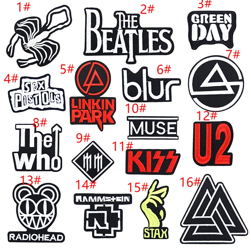 Hot Sale Computer Embroidered Iron on White Black Rock Band Letter Patches