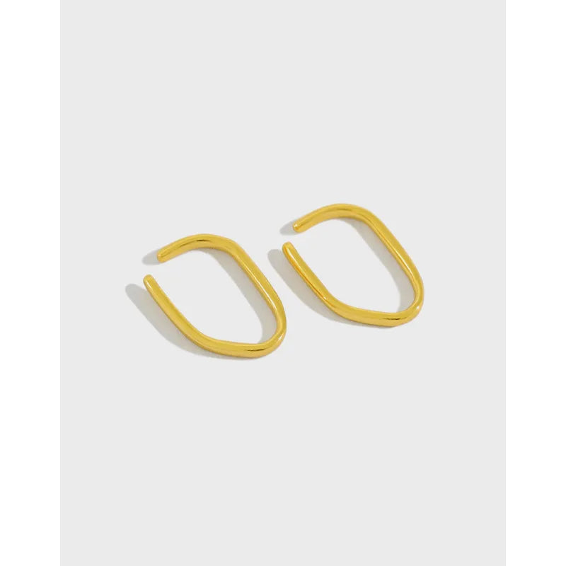S925 Sterling Silver Minimalist Clip on Earrings Non-piercing Ear Cuff 18K Gold Earrings Fashion Jewelry  Earrings Women