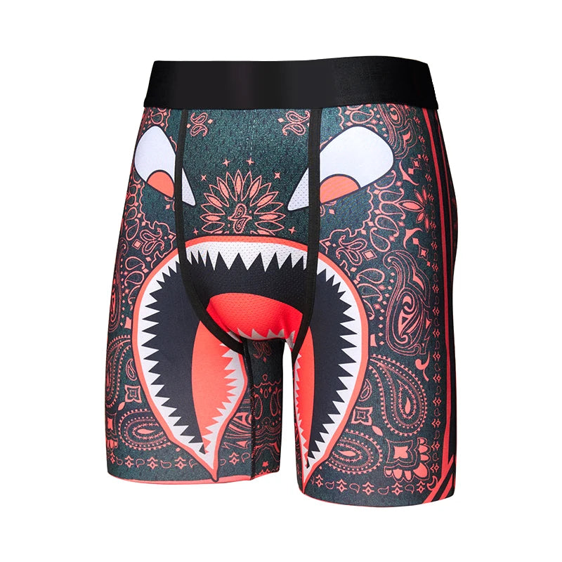 Men's Fashion Fit Printed Seamless Boxer Briefs Custom Logo OEM Bulk Branding Polyester Basics Underwear with Custom Logo