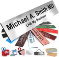 Custom Personalized Door Name Plate Office Brushed Steel Plastic Name Plate Black Letters logo Metal Steel Name Plate