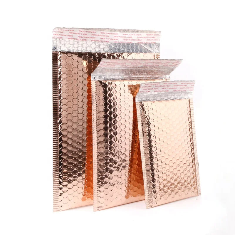 Gold Rose Pink Red Green Silver Aluminum Cosmetics Jewelry Package Mailer Envelop Bag Rose Gold Bubble Mailer