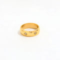 Joolim Jewelry Wholesale Trendy 18K Gold Plated Zirconia Star Burst Stainless Steel Ring for Women Ring