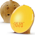 Full Screen Wood Grain Colorful Bedside Sunrise Wake up Light Alarm Clock for Kids Adults Bedroom