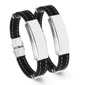 Latest Hip Hop Stainless Steel Black Silicone Bracelets for Men Casual Bracelet Bangle for Custom Logo Laser Engraving