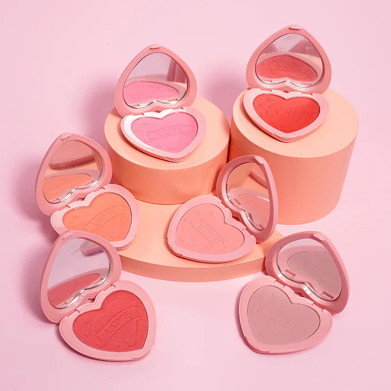 Customized Logo Cruelty Free Waterproof Mineral Cream Blusher Vegan Heart Shape Matte Blush Private Label Makeup Palette Fair