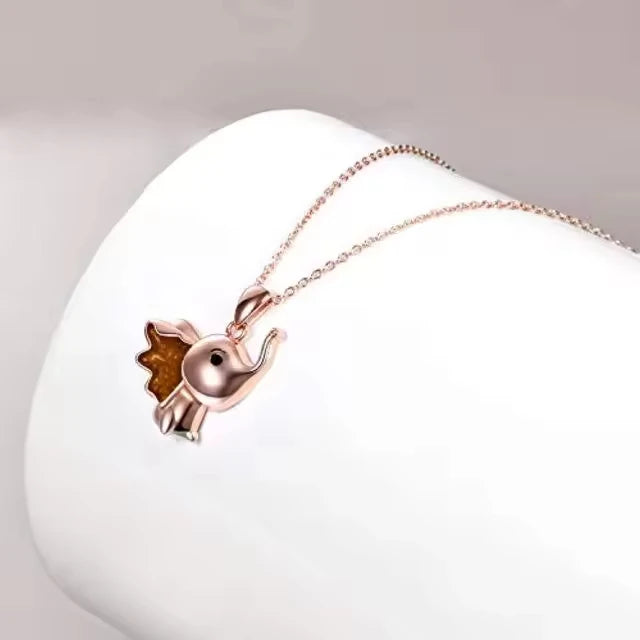 Cute Animal Jewelry 925 Sterling Silver Rose Gold Plated Elephant Pendant Necklace