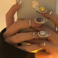 ODM Crystal Glitter Nail Tips Rings Shiny Exquisite Ins Rhinestone Big Zircon Fingertip Nail Ring for Women