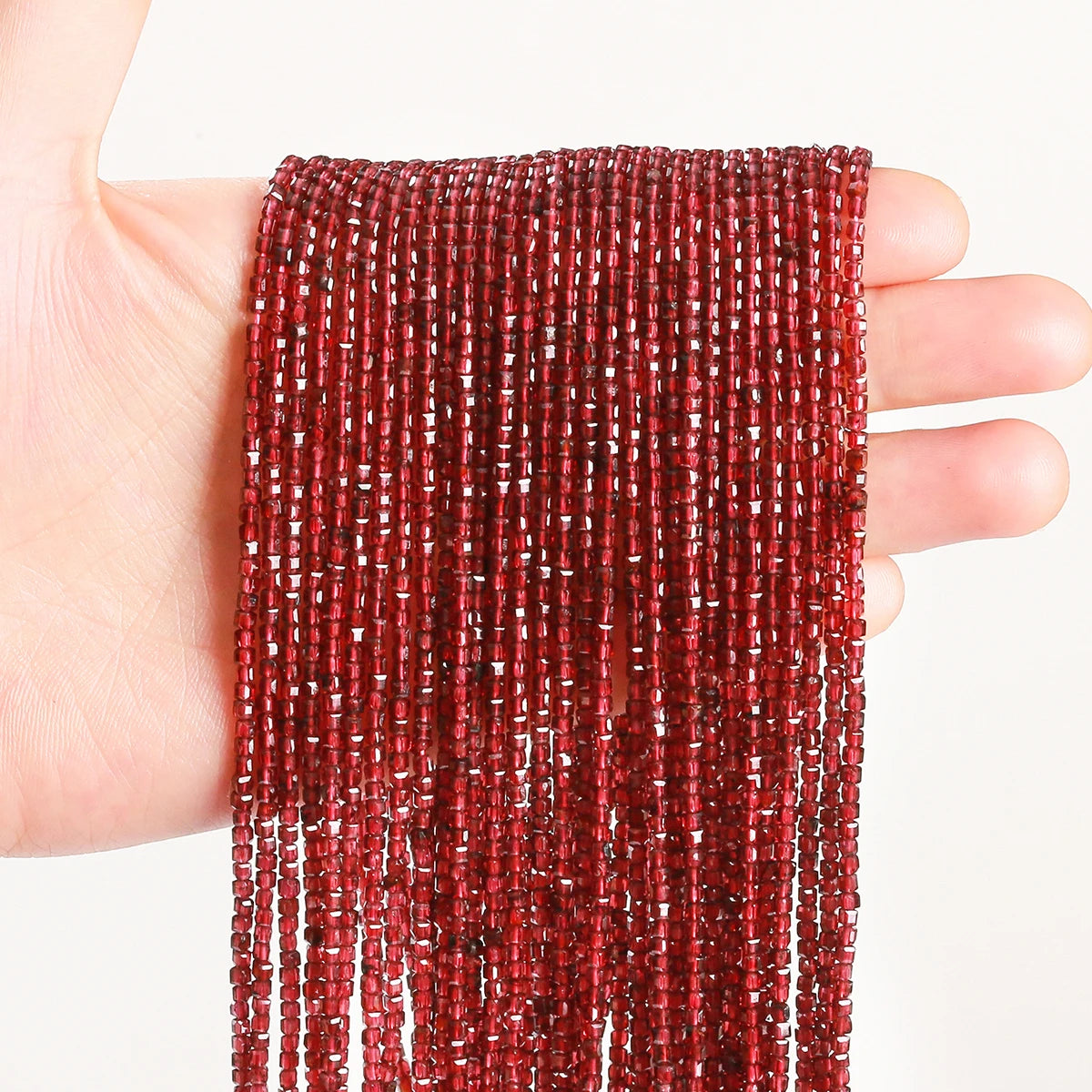 JD GEMS Wholesale 2mm Natural Garnet Faceted Square Loose Beads CNAS Certified China Origin for DIY Bracelet Necklace