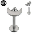 ASTM F136 Titanium Piercing Moon Shape Top With 3 Balls Weld Center Internal Thread Labret Threaded Jewelry