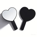 Custom Logo Handheld Makeup Mirror Single-Sided Desktop Style Portable Glass Finish Plastic Heart Private Label Cosmetic Mirror