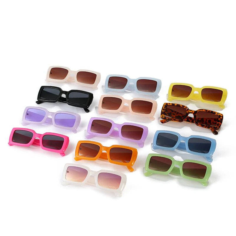 2109 Hot Sale Tiny Fashion Colored square Rectangle Plastic Frame Ins Sunglasses