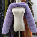 Winter New Wholesale Faux fox Fur Sleeve Lady Crop Top Jacket With Long Sleeves for Women