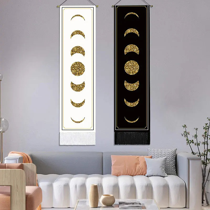Tarot Witchcraft Wall Hanging Tapestry Bohemia Evil Eye Phase Tassel Tapestry Boho Art Tapestries for Bedroom Office Decor