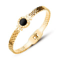 Non Tarnish Fashion Simple Stainless Steel 18k Gold Great Wall Pattern Roman Shell Exquisite Bracelet Women