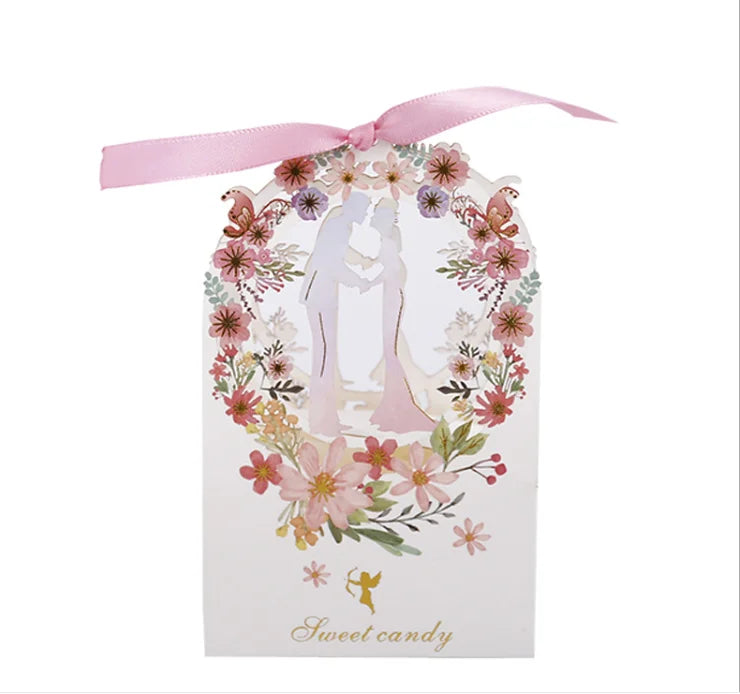 2025 Ins Style pink Hollow Fashion Candy Box with Bow New Arrival Fo Simple Elegant Folding Box