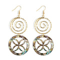 Wholesale 14k Gold Hawaii Metal Alloy Natural Shell Hollow Out Colorful Drop Earrings Women Jewelleries and Accessories