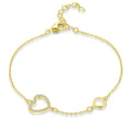 Wholesale Gold Plated Girls New Fashion Two Heart Bracelet Sterling Silver Chains 925 Solid Bracelet