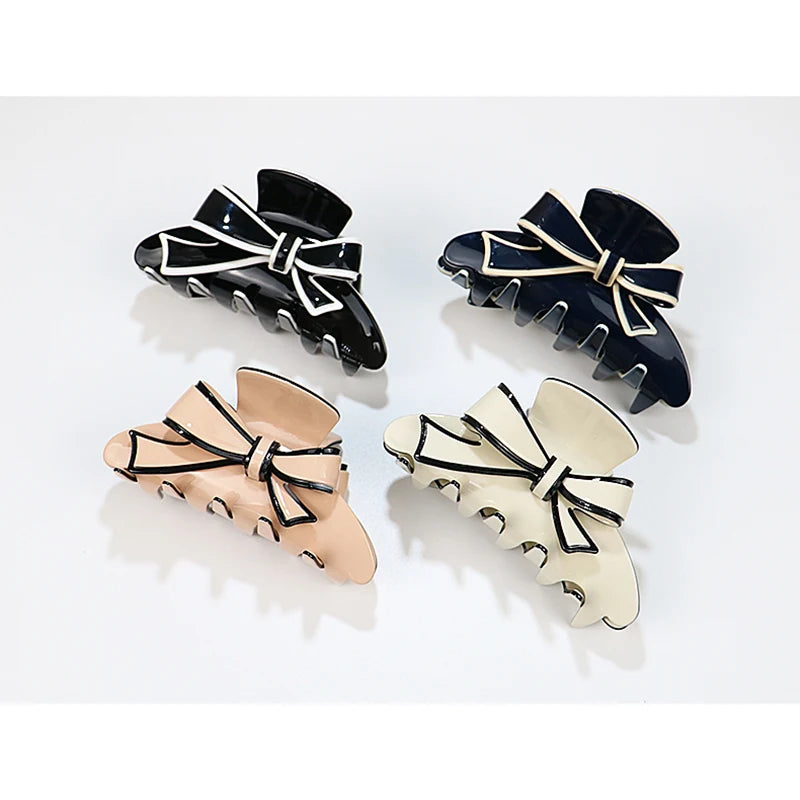 Japanese Style Bowknot Hair Claw Clips Cellulose Acetate Claw Hair Clips 8.8cm Large Ponytail Hair Claw for Women