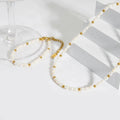 Trendy 18K Gold Plated Stainless Steel Beads Freshwater Pearl Choker Necklace Bracelet Set Fashion Beaded Jewelry for Women