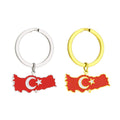 Manufacturer Enameled Turkey Flag Charm Keychain Keyring Stainless Steel 18K Gold Plated Enamel Turkiye Map Pendant Key Chain