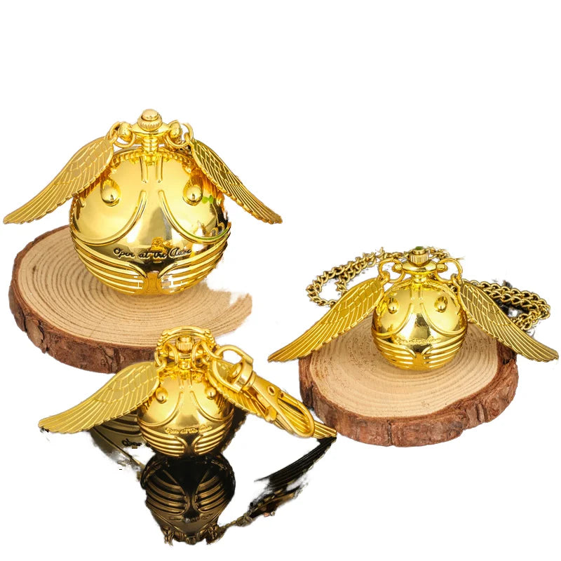 Wholesale Large Golden Magic Ball Quartz Pocket Clock Watch Necklace Antique Vintage Style Accessories for Boys and Girls