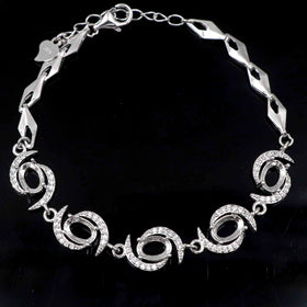 Sterling Silver 5*7mm Semi Mount Bracelet Empty Support Blank Claw Setting S925 Base Holder Without Center Stone Inlay for DIY