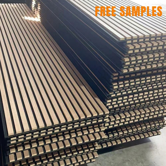 Factory Price Custom DIY Melamine Veneer Fibro Aku Panel Acoustic Slat Panel Wood Slat Wall Panel Akupanels for Apartment Decor