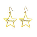 BINSHUO Wholesale Stainless Steel Jewelry Personalized Customize Star Shaped Gold Plated Filled Name Letter Logo Hook Earrings