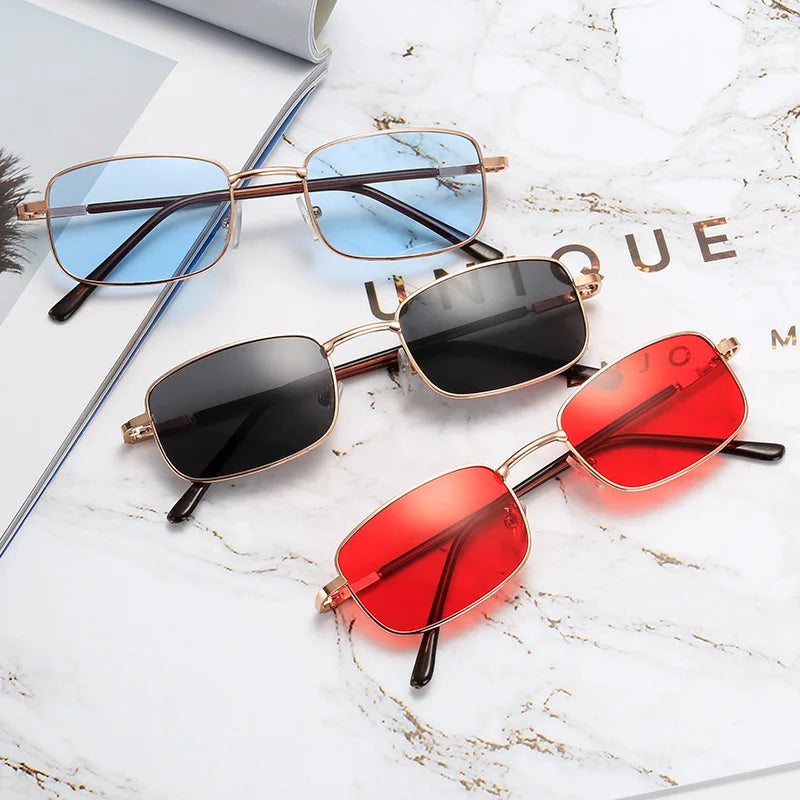 Custom Zonnebril Small Square Womens Mens Outdoor Street Photo Shades Sunglasses Ocean Piece Metal Eyeglasses Square Sunglasses