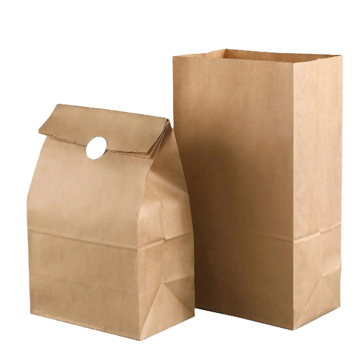 Brown Kraft Paper Food-grade Recyclable Shopping Bags 12# 18*11*32 Button Closure China Supply for Bread Food Use