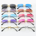 2023 Rimless Cut Edge Spring Leg Sunglasses for Women Men Gradient Color Sunglasses Blue White Gold Red Gray Frames Made PC