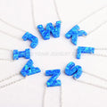 Hot Sell Wholesale Blue Link Chain 26 Letters Brass Plating Silver/Gold Necklace Synthetic Opal Jewelry