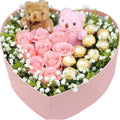 Customized Heart Shape Florist Cardboard Bouquet Rose Vase Envelope Valentine Paper Flower Packaging Box
