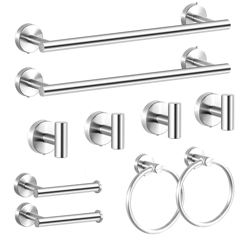 Complete 304 Stainless Steel Bathroom Accessories Kit Towel Rod Toilet Holder Hook Modern Bathroom Combo