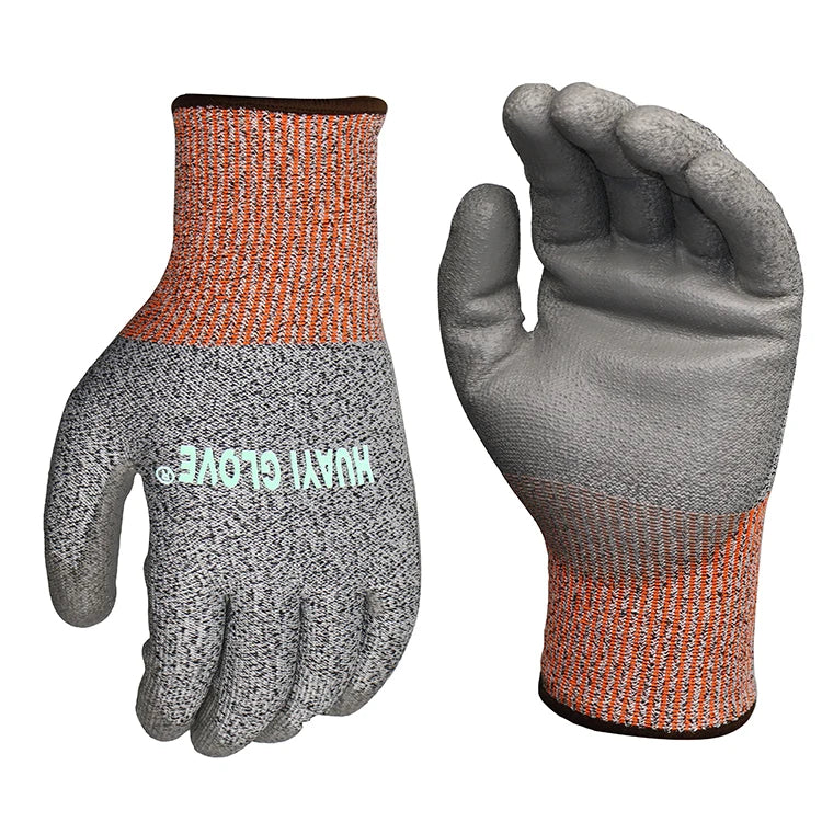 HPPE Material Garden Protective Industry Anti Cut Level 5 PU Coated Construction Work Safety Cut Resistant Gloves