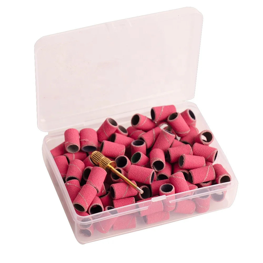 Factory OEM ODM 100pcs/box High Quality Pink Sanding Bands Set Manicure Tool Remove Gel Polish Efile Accessories