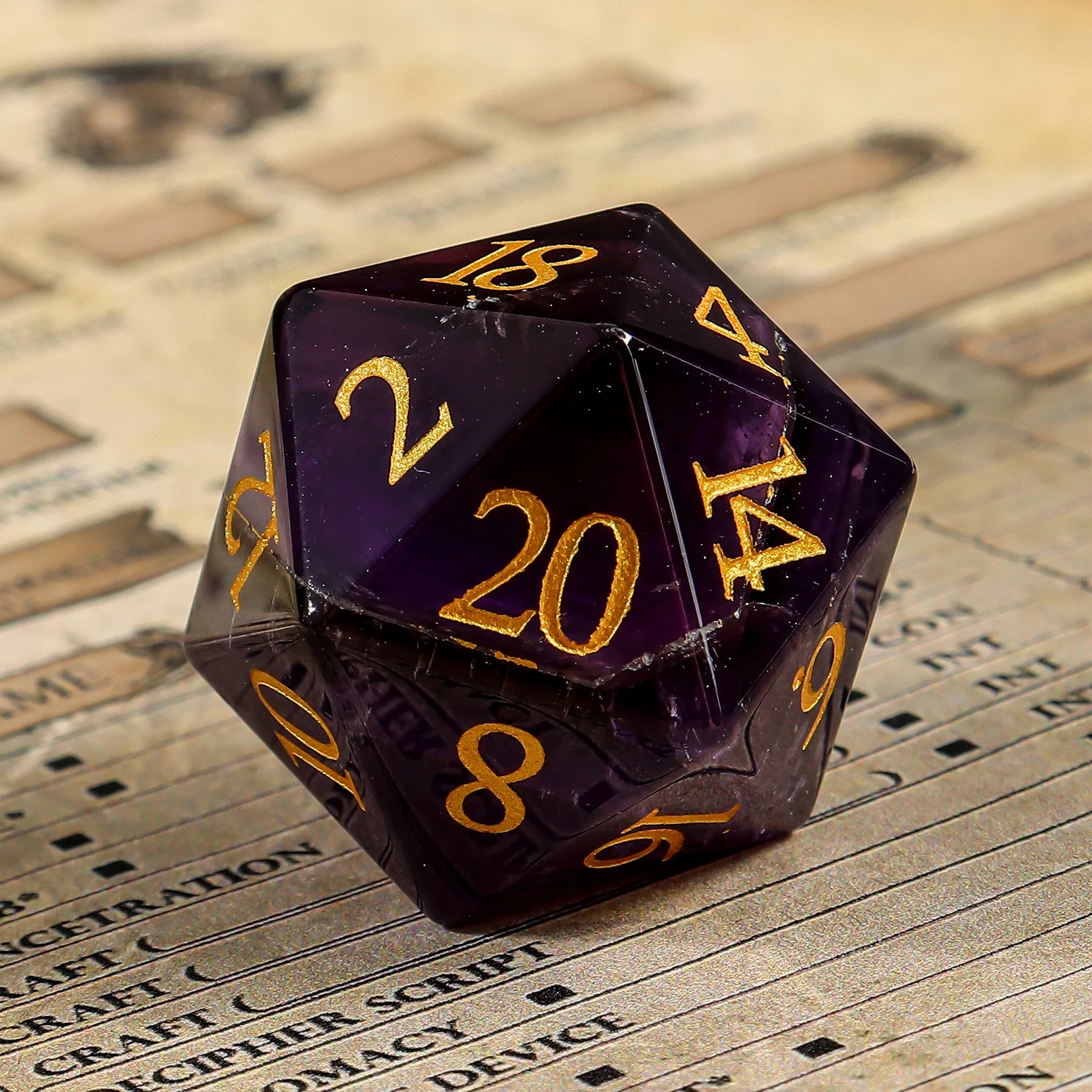 Jingyuan Handmade Resin & Natural Gemstone Polyhedral Dice Set for TRPG Dungeons & Dragons