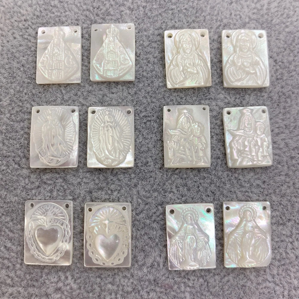 Natural Mother of Pearl Shell Religious Jesus Virgin Guadalupe Pendants Charms for Jewelry Making Bracelet Necklace