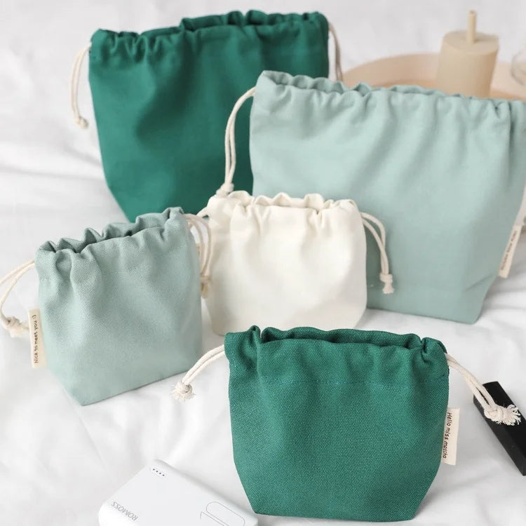 Chuanghua Custom Luxury Cosmetic Packaging Calico Organic Cotton Muslin Drawstring Bag Square Bottom