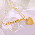 Personalized Jewellery Herzkette 18k Chain Splicing Stainless Steel Charm Heart Pendant Gold Plated Carabiner Necklace