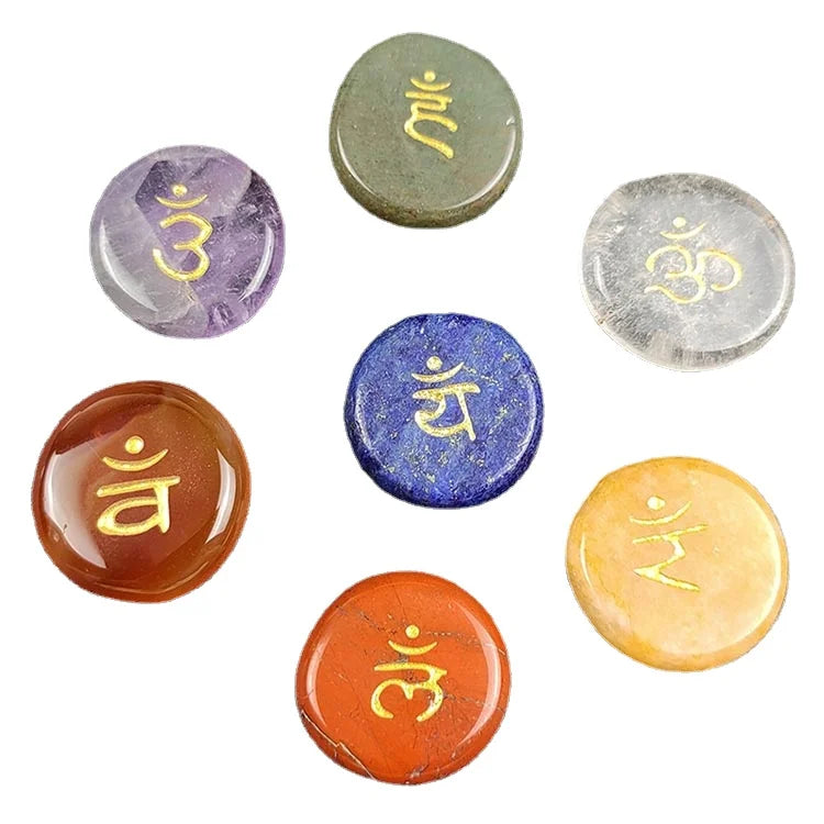 7CHAKRA Natural Crystal Gem Agate Energy Stone Reiki Symbol Healing Stone Loose Gemstone Jewelry
