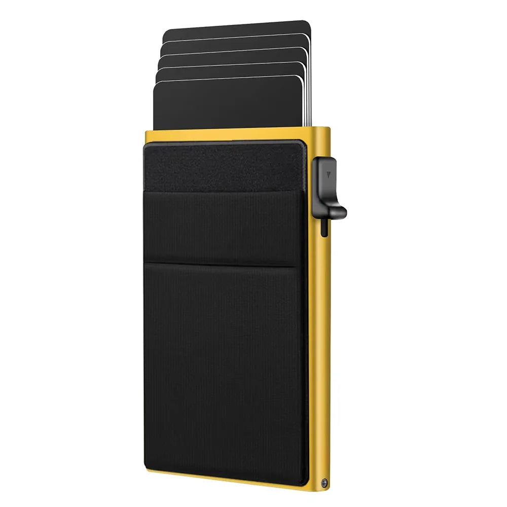 Newest Luxury Hot Selling Automatic Pop up Aluminium Rfid Metal Card Holder Wallet Business Gift