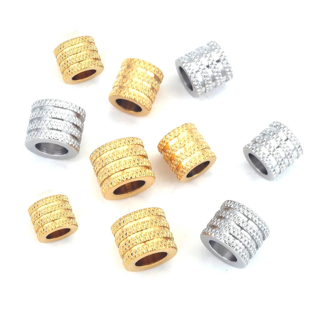 20pcs/bag Diy Handmade Accessories Jewelry Stainless Steel Mesh Beads Drilled Bead Through Hole Drill Bead Long Pipe Steel