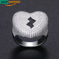 Dropshipping 2023 New Rapper's Jewelry 925 Sterling Silver VVS Moissanite Diamond Iced Out Broken Heart Hip Hop Ring for Men