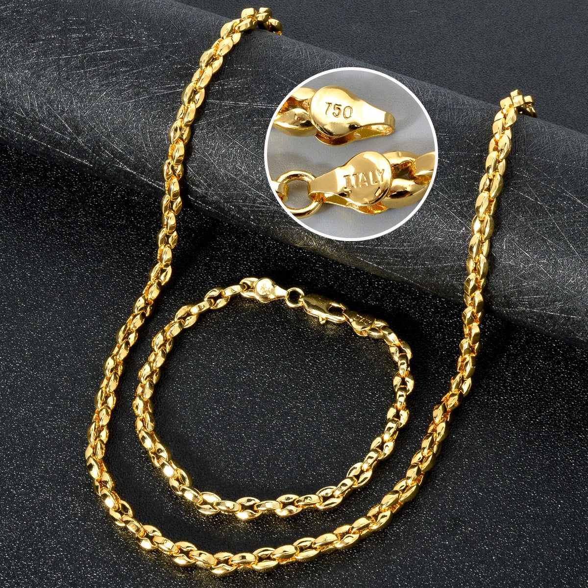 Custom Luxury Jewellery 18k Gold Plated Necklace Bracelet Jewelry Set for Women