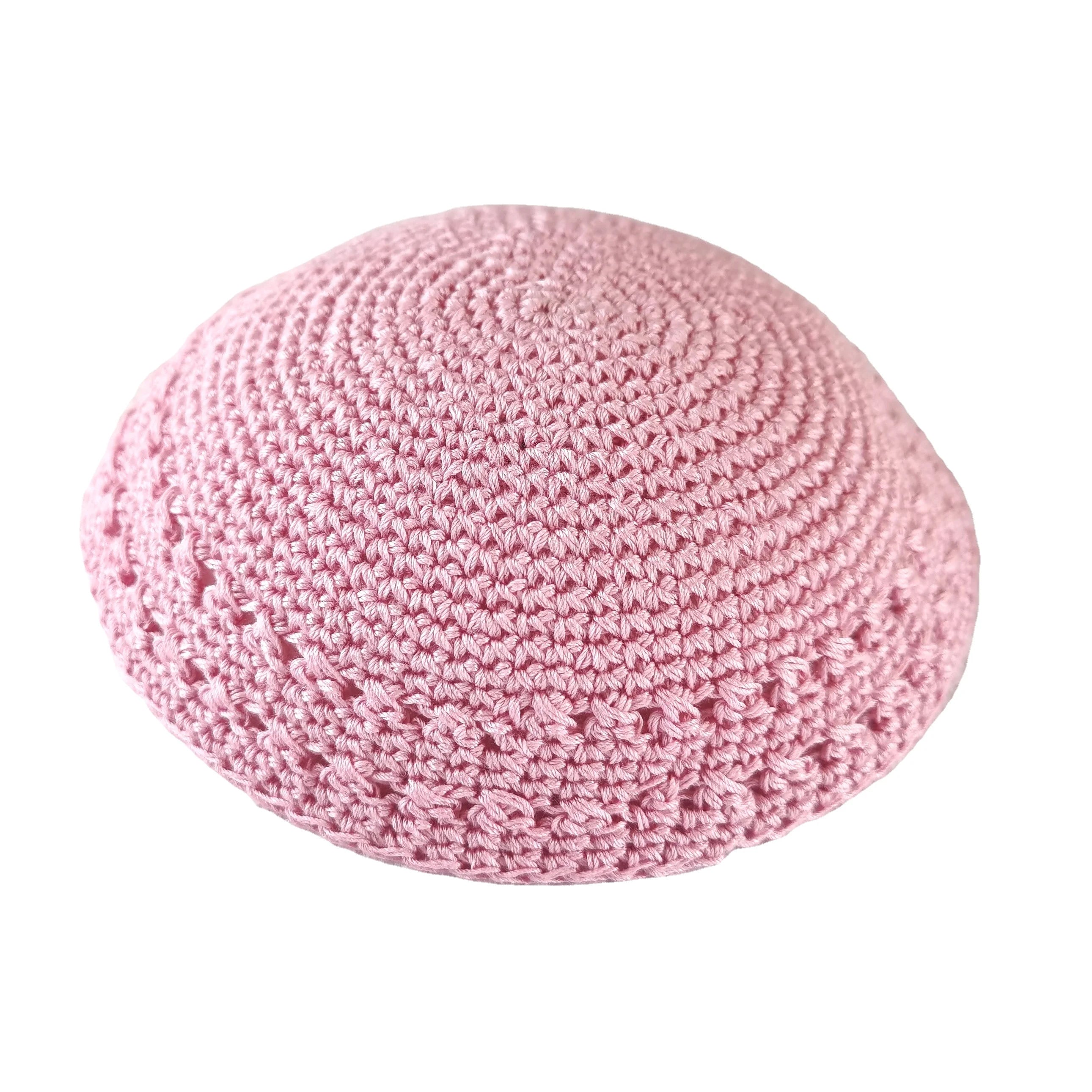 Pink Men and Kids' All-Size Yarmulke Kippah Handmade DMC Jewish Cap With Embroidered Pattern for Cheap Kippah
