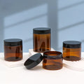 Brown  Cosmetic Canning Jars 150ml 200ml 250ml Plastic Jar PET Honey Jar Plastic Cans with Lids Cream Container