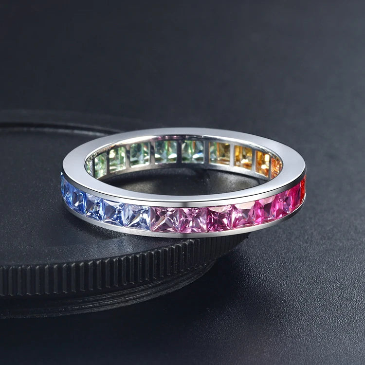 2022 Jewelry Natural rainbow Multi  Sapphire Ring Latest Real 18k Gold Ring Prices